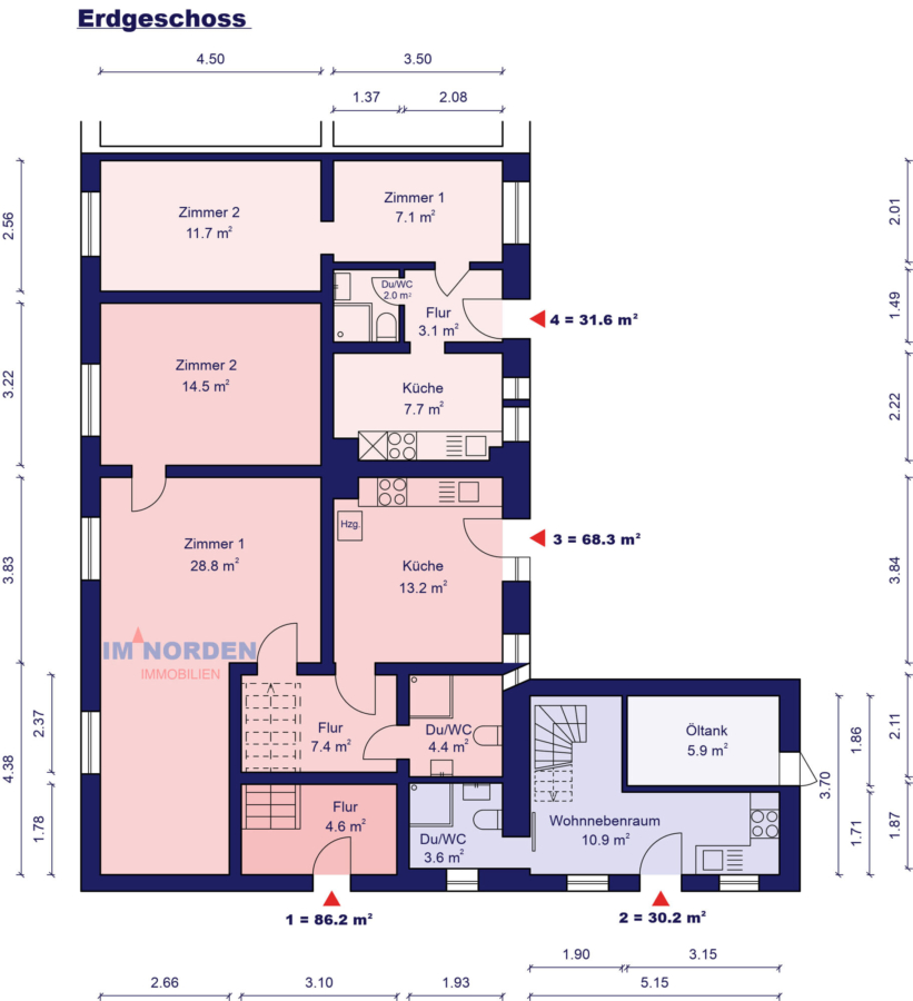 Für Kapitalanleger: Vermietete Mehrfamilien-Doppelhaushälfte in Blekendorf/Ostsee - Erdgeschoss