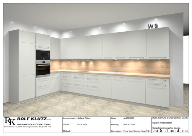 4-Zimmer-Neubauwohnung in zentraler Lage von Eutin ab März 2024 zu mieten - Küchenansicht Wohnung 9