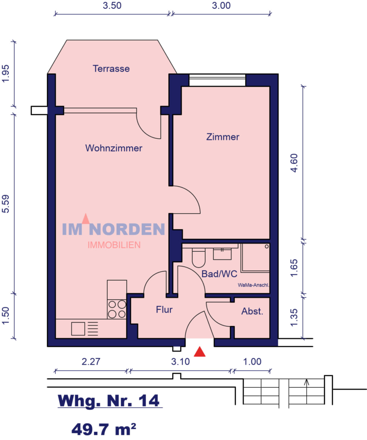 Vermietete 2-Zimmer-Eigentumswohnung inkl. TG-Stellplatz in Eutin - Grundriss