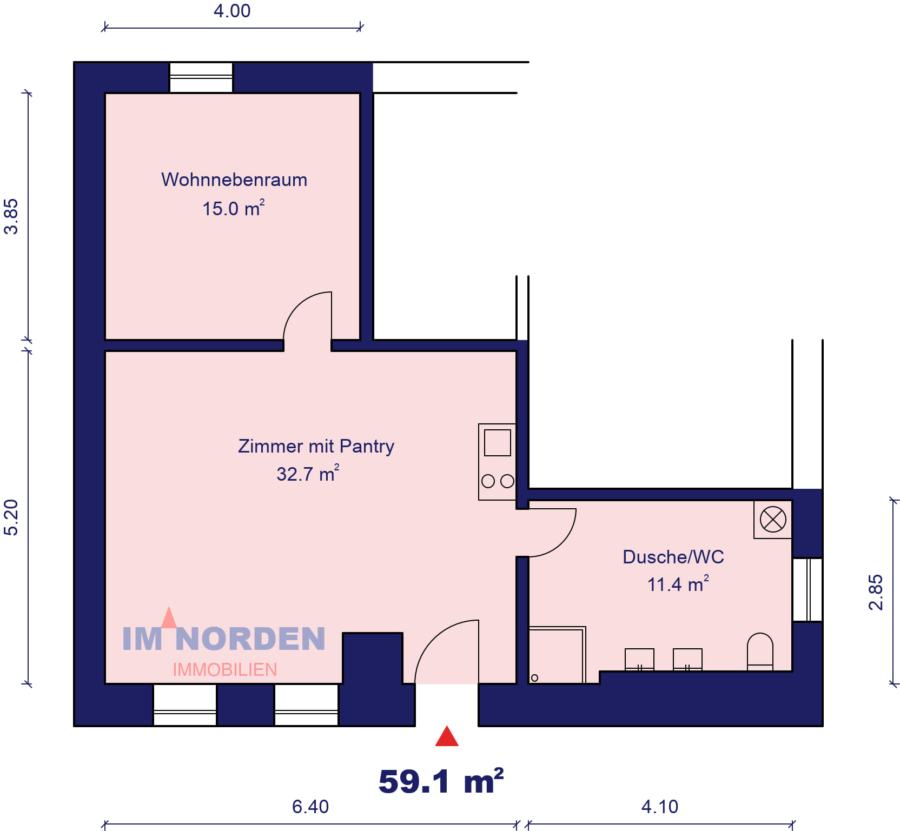 Elegante 1-Zimmer-Souterrain-Wohnung in Malente / Krummsee zu mieten - Grundriss