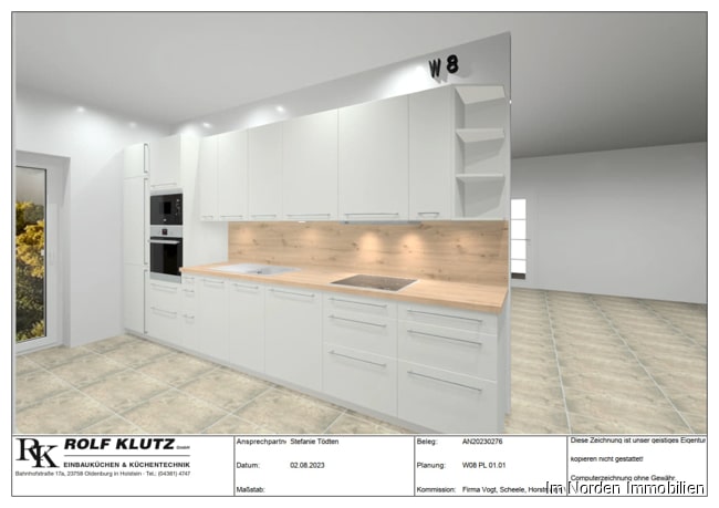 4-Zimmer-Neubauwohnung in zentraler Lage von Eutin ab März 2024 zu mieten - Küchenansicht Wohnung 8