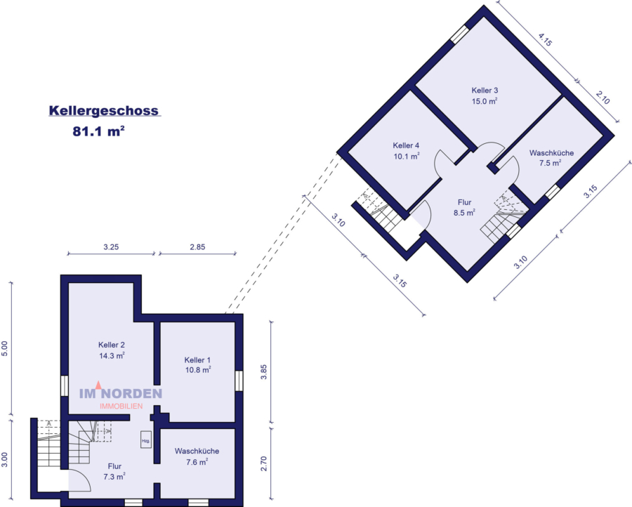 Zwei verbundene Häuser in beliebter Lage von Eutin - Kellergeschoss