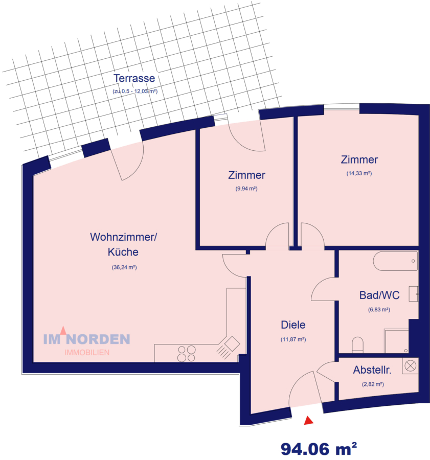 Großzügige 2,5-Zimmer-Wohnung in exklusiver Wohnanlage in Eutin zu mieten - Grundriss