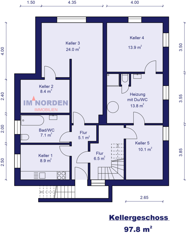 Großes Einfamilienhaus mit Einliegerwohnung und Vollkeller in Malente / Krummsee - Kellergeschoss