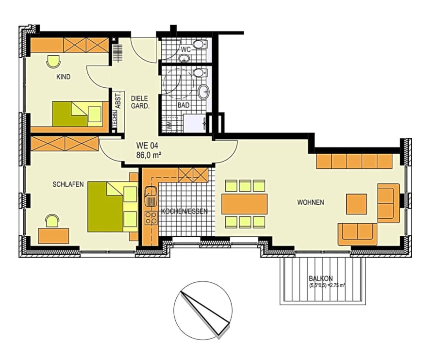 Exklusive 3-Zimmer-Wohnung inkl. Balkon in Eutin zu mieten - Grundriss