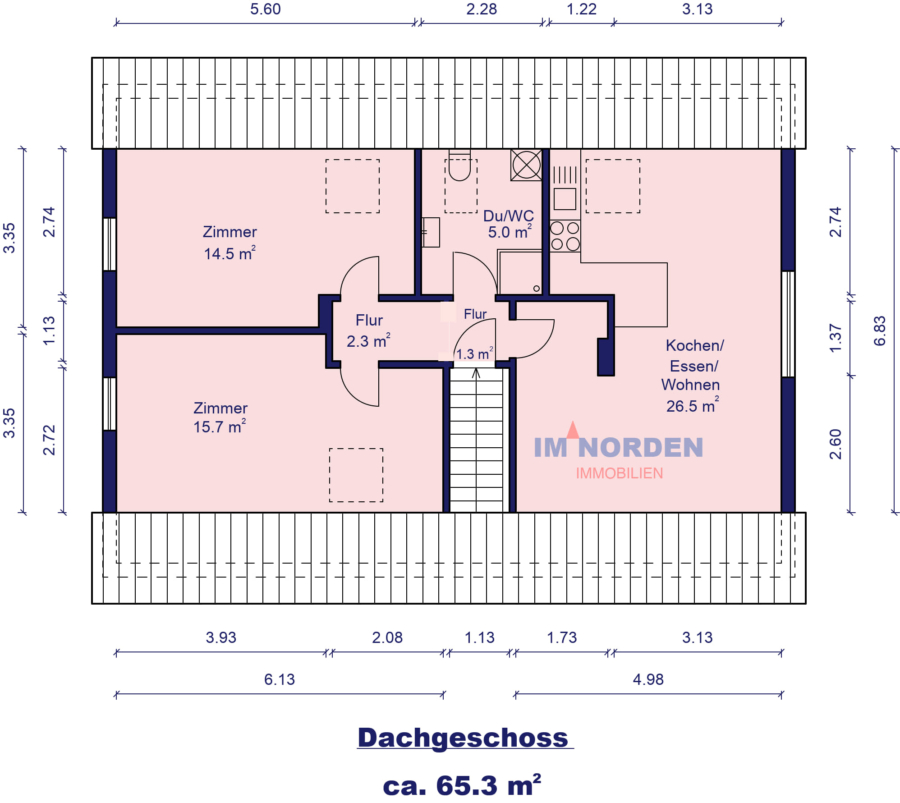 Gepflegte 3-Zimmer-Dachgeschosswohnung in Eutin zu mieten - Grundriss