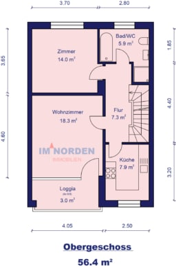 Obergeschoss - Reihenmittelhaus mit Gewerbeeinheit in Hutzfeld