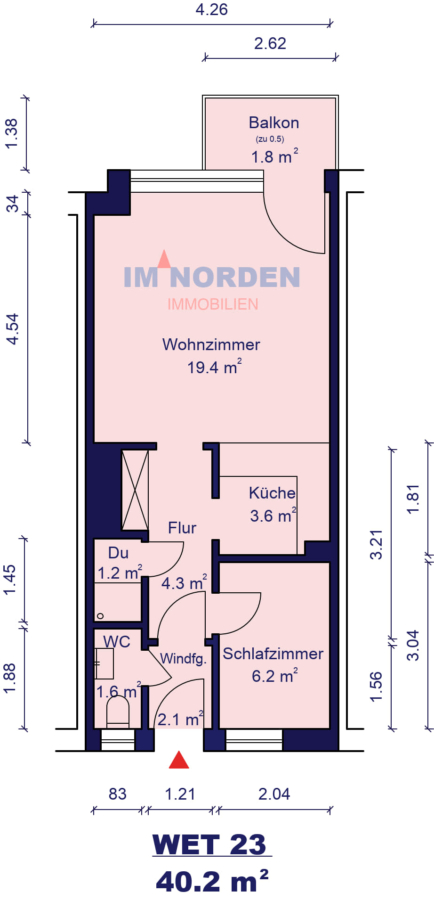 Freie Eigentumswohnung mit Balkon in Strandnähe im Ostseebad Grömitz - Grundriss