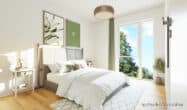 Erstbezug: Moderne 3-Zimmer-Wohnung ab 01.10.2023 zu mieten - Visualisierung Schlafzimmer Einrichtungsbeispiel