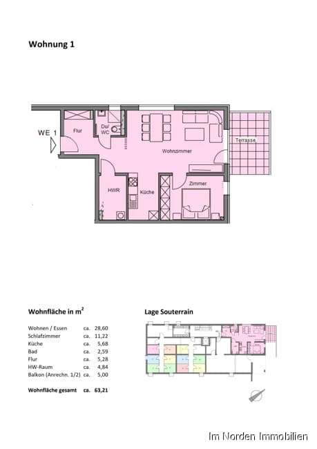 Erstbezug: Moderne 2-Zimmer-Wohnung ab 01.07.2023 zu mieten - Grundriss
