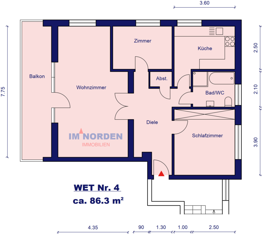 Gepflegte Eigentumswohnung mit Südbalkon und Garage in Eutin - Grundriss