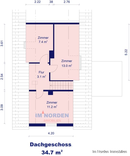 Modernisierte Doppelhaushälfte in Ascheberg in Holstein / OT Trentrade - Grundriss Dachgeschoss