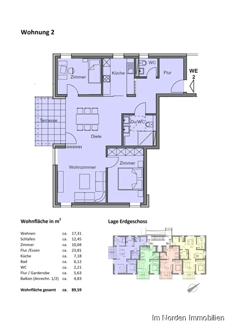 Erstbezug: Moderne 3-Zimmer-Wohnung ab 01.10.2023 zu mieten - Grundriss