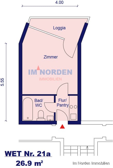Freie Ein-Zimmer-Eigentumswohnung mit Balkon in Malente - Grundriss