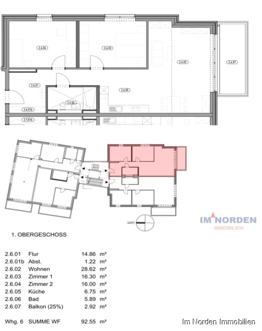3-Zimmer-Neubauwohnung in zentraler Lage von Eutin ab März 2024 zu mieten - Grundriss Wohnung 6