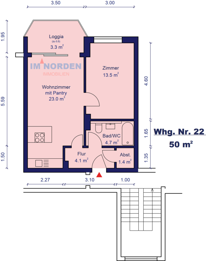 2-Zimmer-Eigentumswohnung inkl. Loggia und Tiefgaragenstellplatz in Eutin - Grundriss