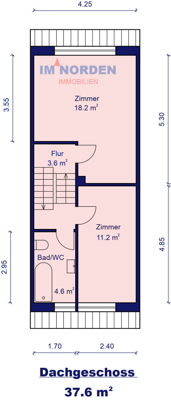 Geräumiges Reihenmittelhaus in ruhiger Randlage von Bad-Schwartau - Grundriss Dachgeschoss