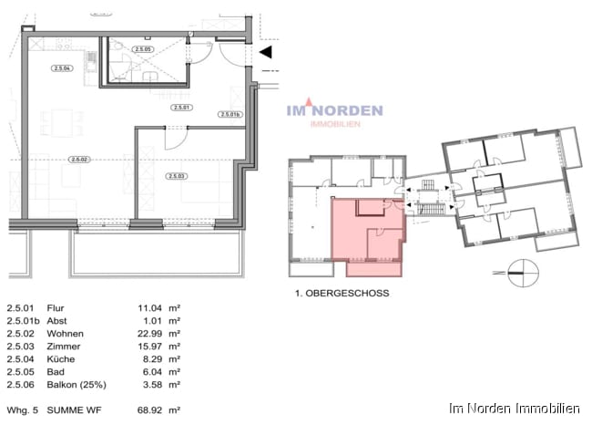 2-Zimmer-Neubauwohnung in zentraler Lage von Eutin ab März 2024 zu mieten - Grundriss Wohnung 5