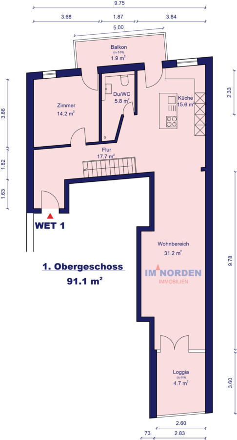 Aussergewöhnliche Maisonette-Wohnung in erster Strandreihe – ca. 158 m² Wohn- & Nutzfläche mit Ostseeblick - Obergeschoss