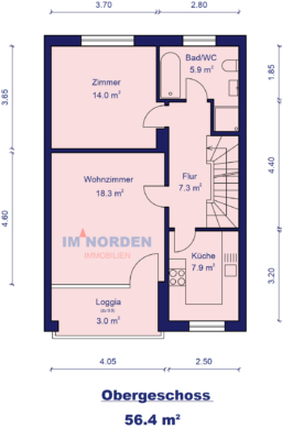 Obergeschoss - Reihenmittelhaus mit Gewerbeeinheit in Hutzfeld