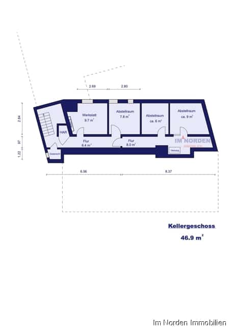 Wohn- und Geschäftshaus für Kapitalanleger im Zentrum von Bad Malente - Grundriss Vorderhaus Kellergeschoss