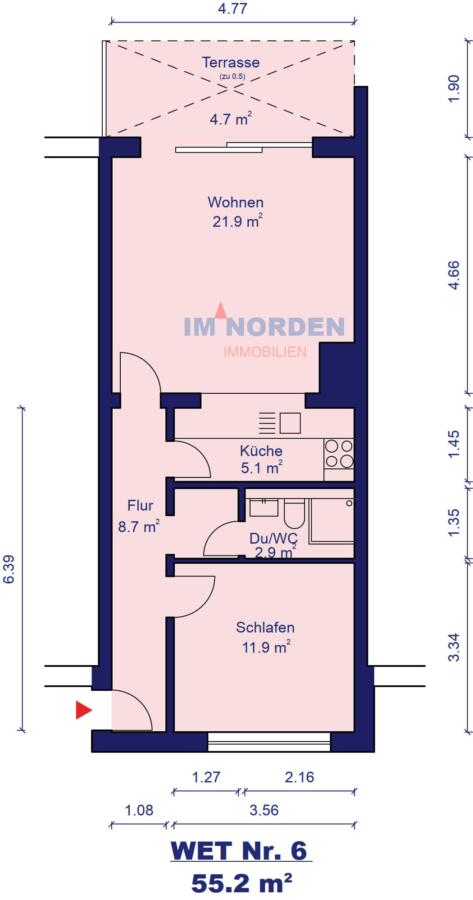 Freie 2-Zimmer-Eigentumswohnung in Scharbeutz-Gronenberg - Grundriss